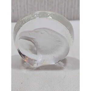 Zajecar Crystal Eagle Head 24% Lead Desk Paperweight VTG Yugoslavia